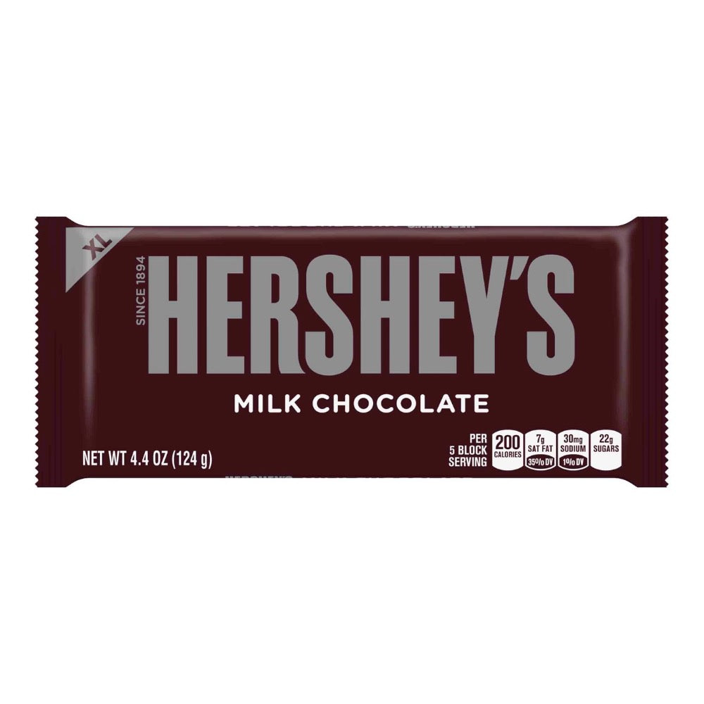 HERSHEY'S Milk Chocolate XL Candy Bar, 4.4 oz