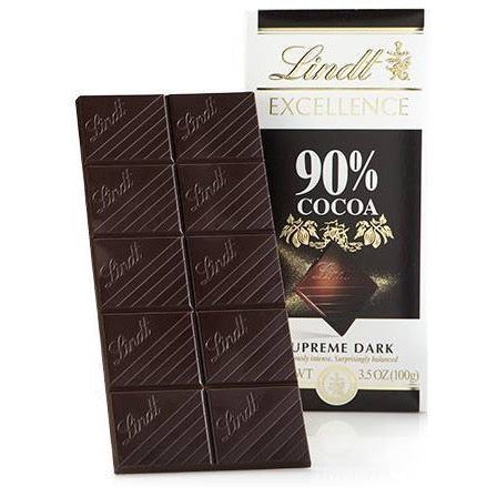 Lindt Excellence Dark Chocolate, Supreme Dark, 90% Cocoa - 3.5 oz