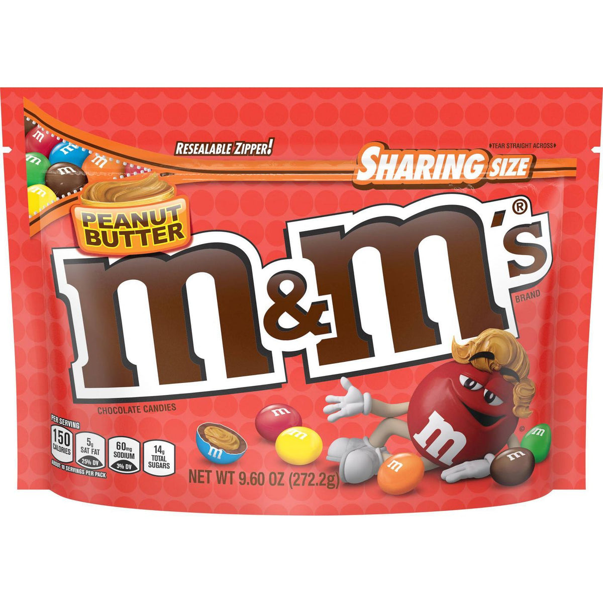 M&MS Caramel Chocolate Candy Sharing Size 9.6-Ounce Bag (Pack of 8)