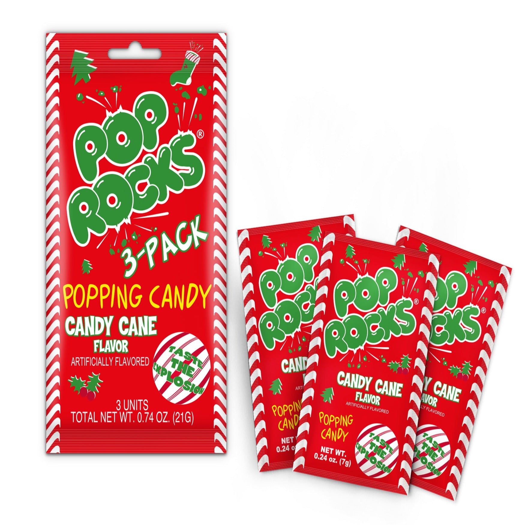 Pop Rocks Candy Cane Popping Candy, 3 pack, 0.74oz