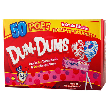 Dum-Dums Valentine Exchange Kit with 50 Lollipops, 8.6oz