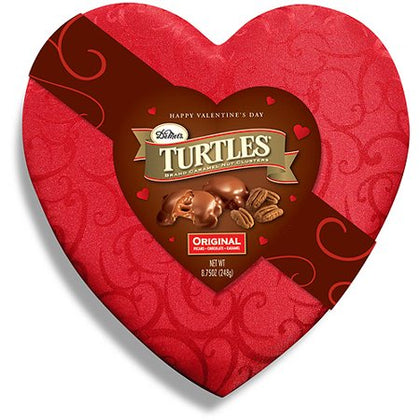 DeMet's Turtles, Valentine's Satin Gift Box, Pecan Caramel Nut Clusters, 8.75 Oz