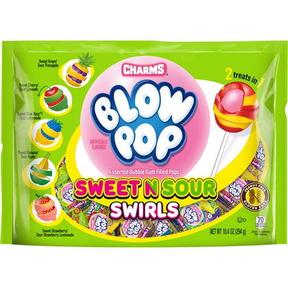 Blow Pop Swirls Sweet & Sour Lollipops, 10.4oz