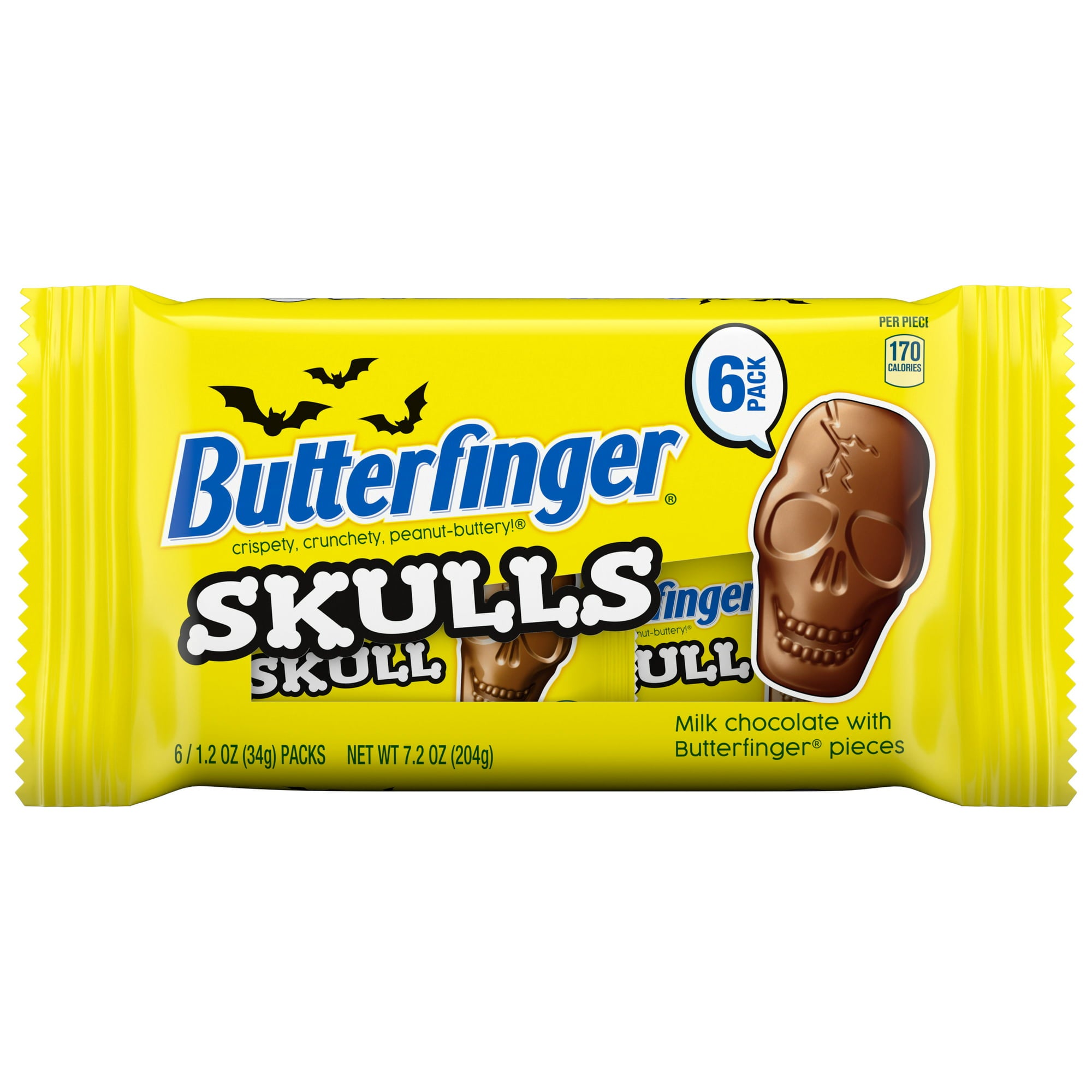 Butterfinger Skulls, 6 Pack, Individually Wrapped, 7.2oz