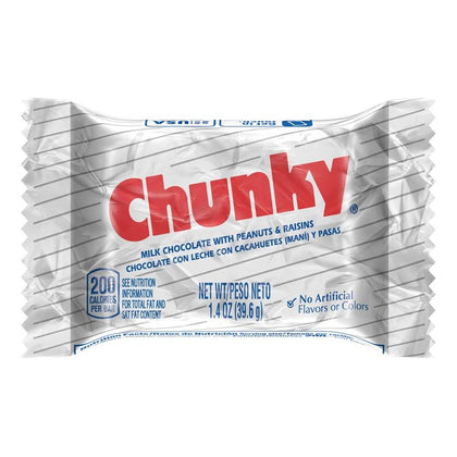 Pack of 6, Chunky Bar, Chocolate with Peanuts and Raisins, 1.4oz