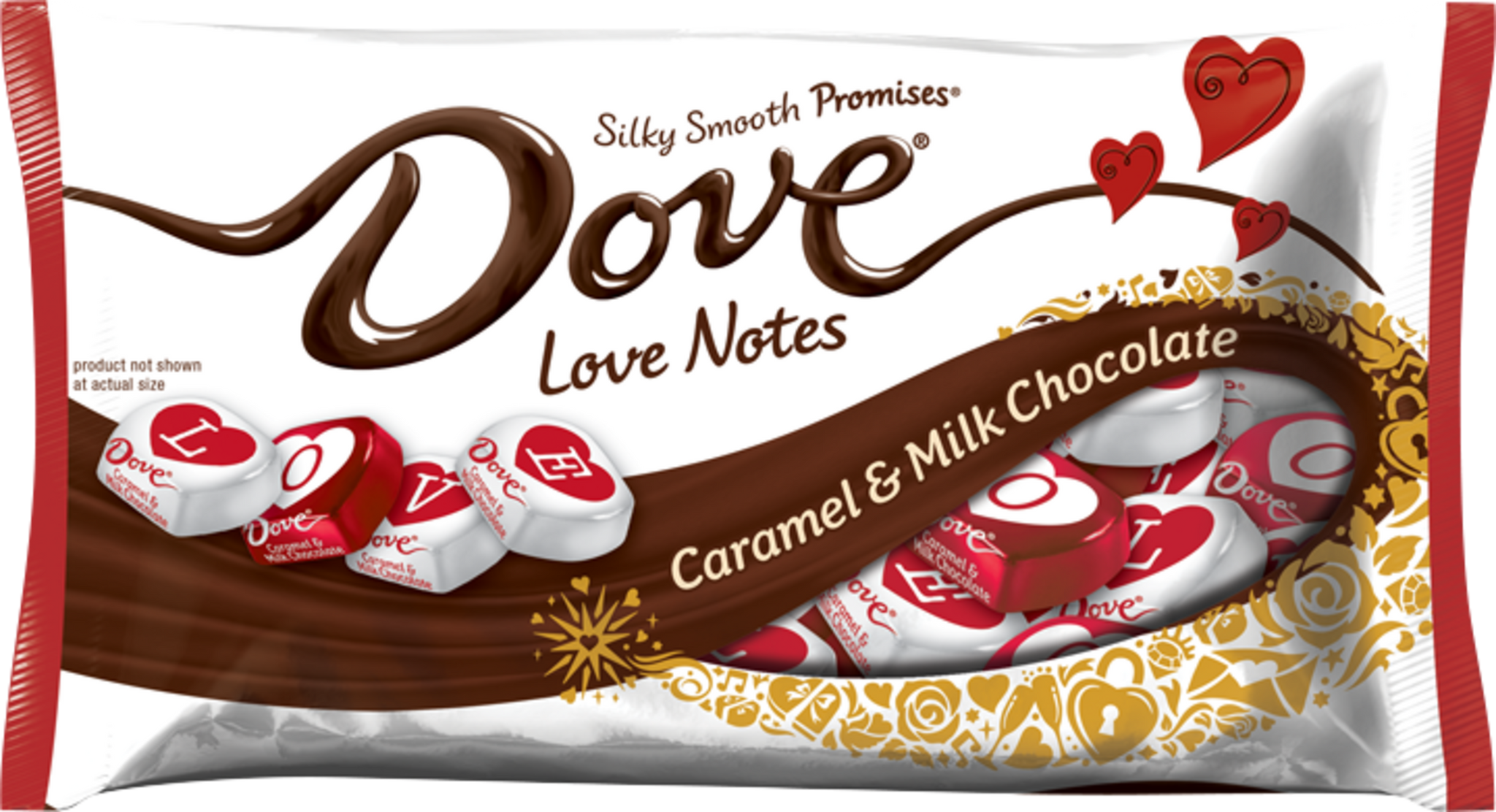 DOVE Valentine's Love Notes Caramel & Milk Chocolate Candy Bag, 7.94 oz