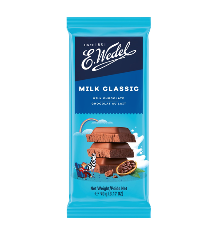 E. Wedel Milk Classic Milk Chocolate Bar, 90g (Product of Poland)