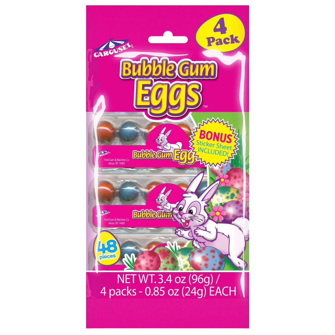 Bubble Gum Easter Eggs, 3.4oz/48pcs