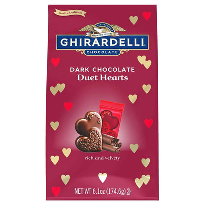 Ghirardelli Dark Chocolate Valentine's Duet Hearts, 6.1oz