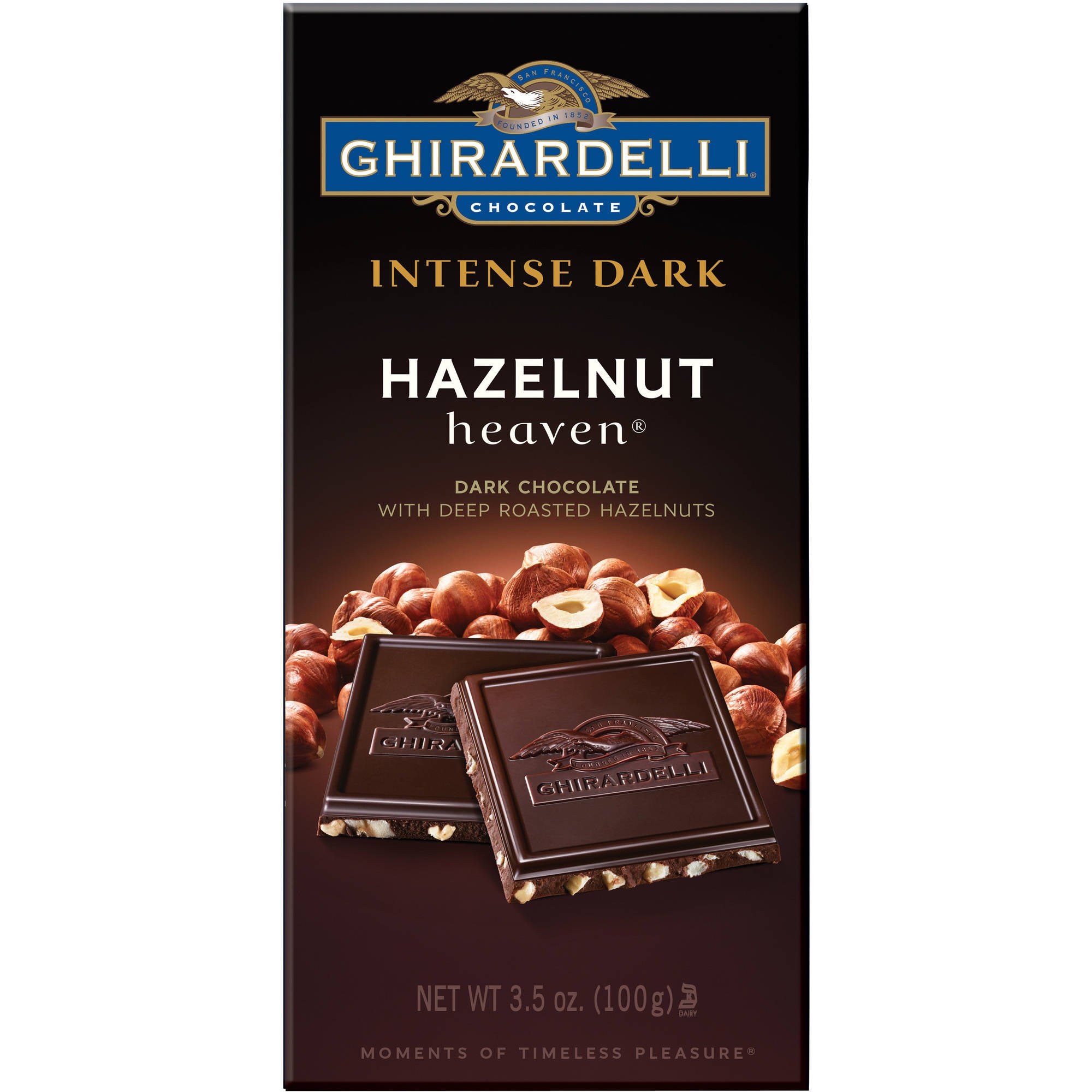 Ghirardelli Intense Dark Hazelnut Heaven Dark Chocolate with Roasted Hazelnuts, 3.5oz