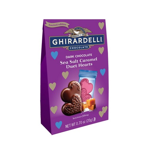 Ghirardelli Valentine's Dark Sea Salt Caramel Duet Hearts, 0.7oz