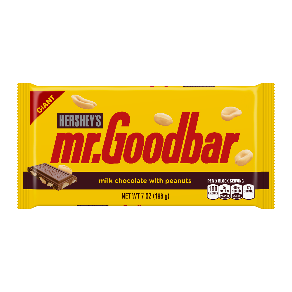 Hershey's Mr. Goodbar Milk Chocolate with Peanuts Giant Candy Bar, 7oz