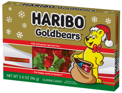 Haribo Gold Bears Gummi Candy, Holiday Theater Box, 3.4oz