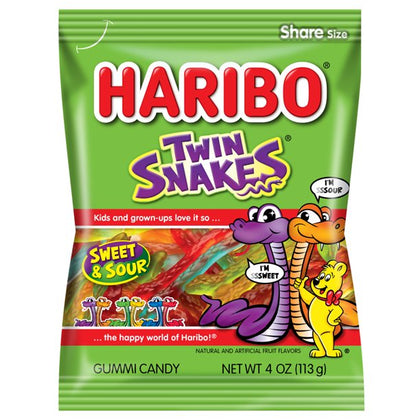 Haribo Twin Snakes Sweet & Sour Gummy Candy, 4oz