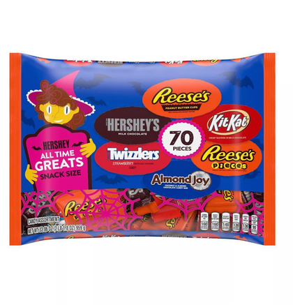 Hershey's All Time Greats Snack Size Halloween Assortment, 70ct, 33.86oz
