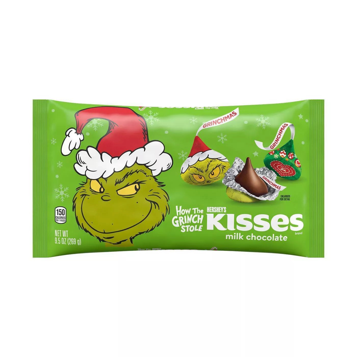 Hershey's Kisses Holiday Milk Chocolate Grinch Foils, 9.5oz