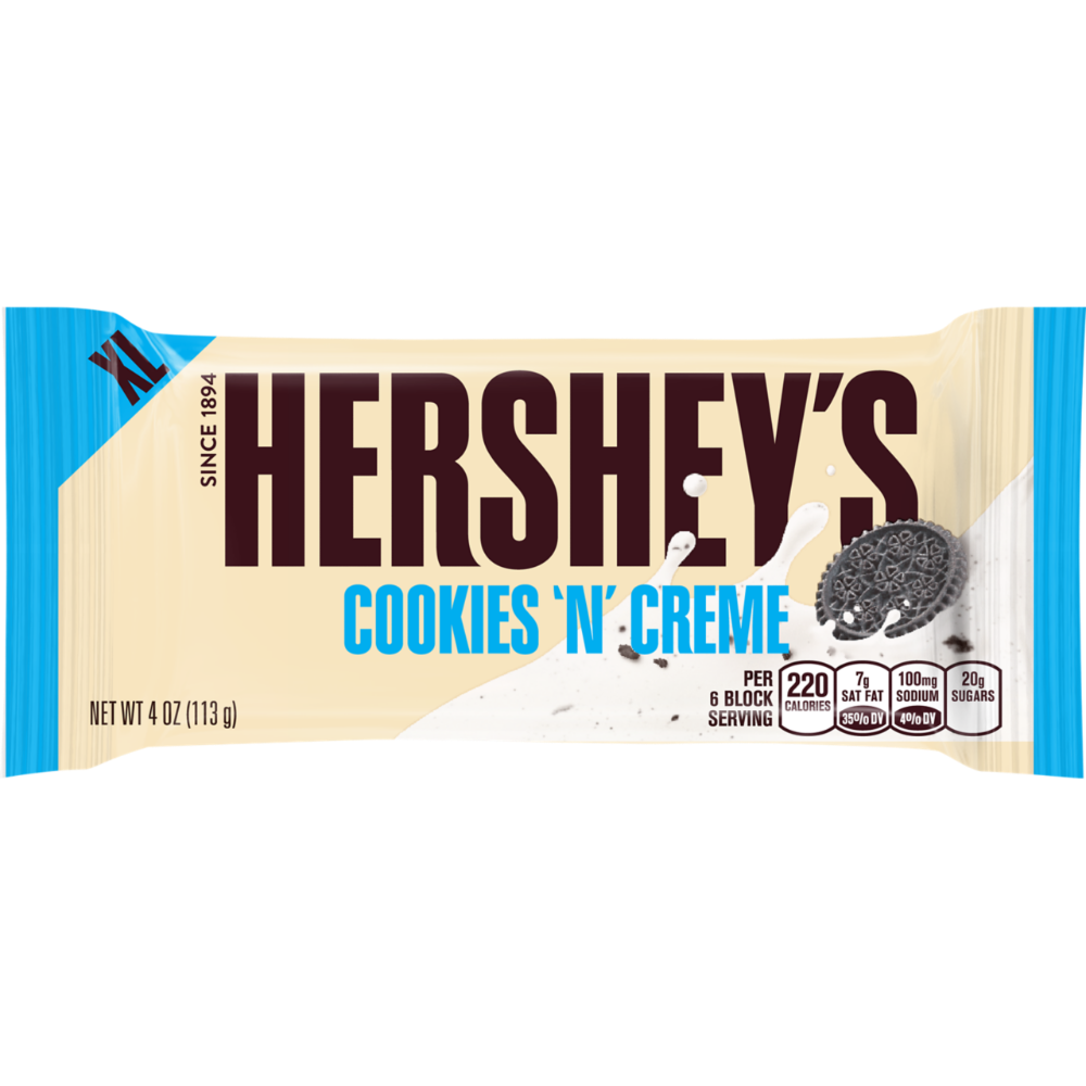 Hershey's Cookies 'N' Creme XL Candy Bar, 4oz