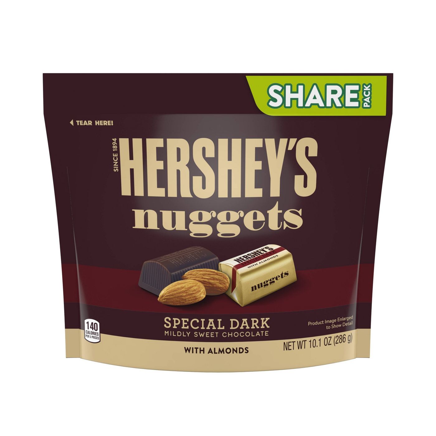 Hershey's Nuggets Dark Chocolate with Almonds, Share Size, 10.1oz
