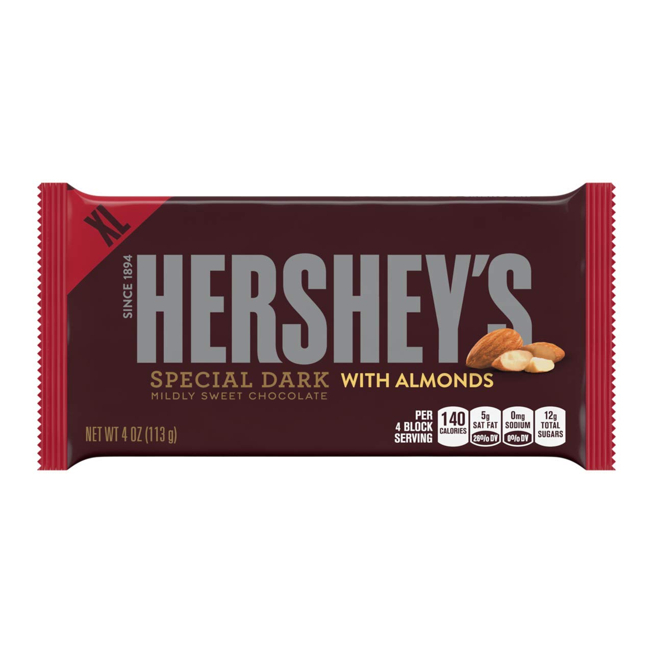 Hershey's Special Dark Mildly Sweet Chocolate with Almonds XL Bar, 4oz