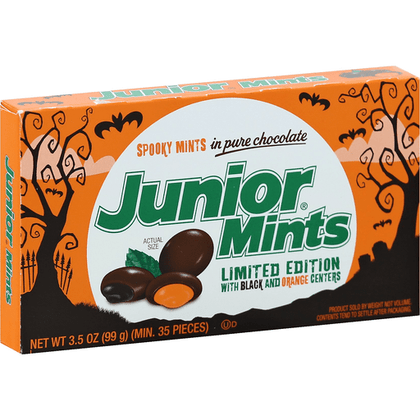 Junior Mints Spooky Halloween Mints with Black and Orange Centers, 3.5oz