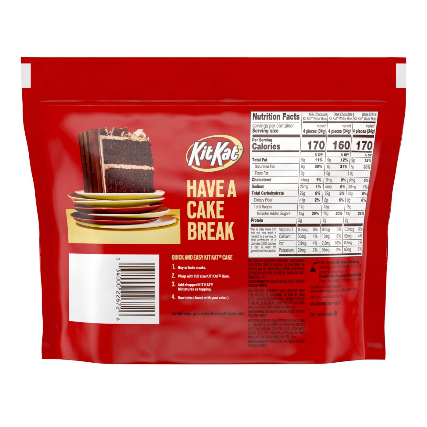 Kit Kat Assorted Miniatures Chocolate Candy, Share Pack, 10.1oz