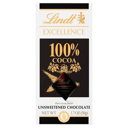 Lindt Excellence 100% Cocoa, Unsweetened Chocolate, 1.7oz