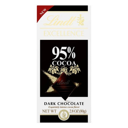Lindt Excellence 95% Cocoa Dark Chocolate, 2.8oz