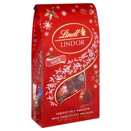 Lindt Lindor Milk Chocolate Truffles Holiday Bag, 8.5oz