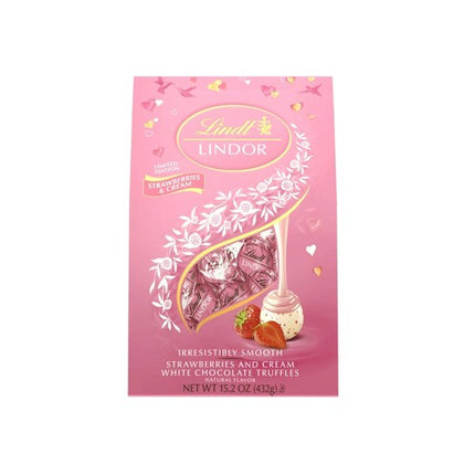 Lindt Lindor Valentine's Strawberries and Cream White Chocolate Truffles, 15.2oz