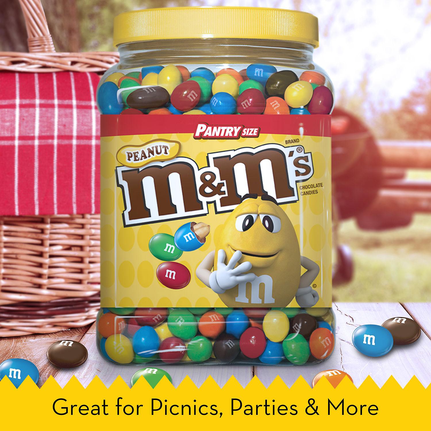 M&M's Peanut Chocolate Candy, Pantry Size Jar, 62oz