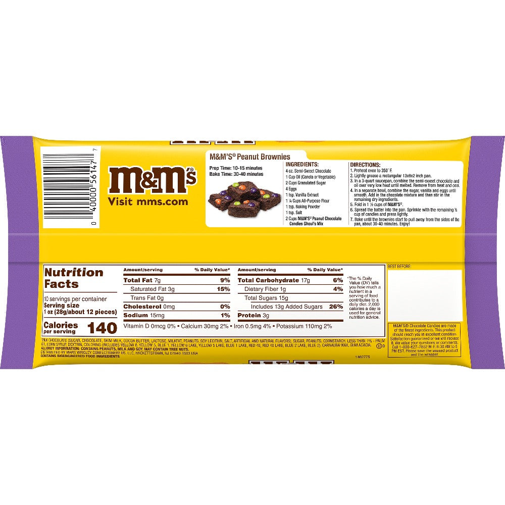 M&M'S Peanut Chocolate Candy, Halloween Ghoul's Mix, 10oz