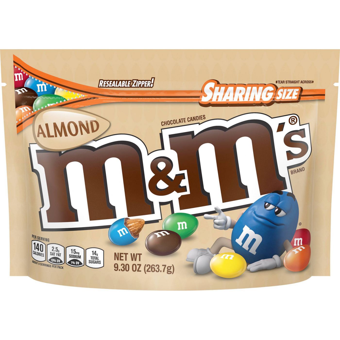 M&Ms Almond Chocolate Candy Sharing Size 9.3-Ounce Bag 