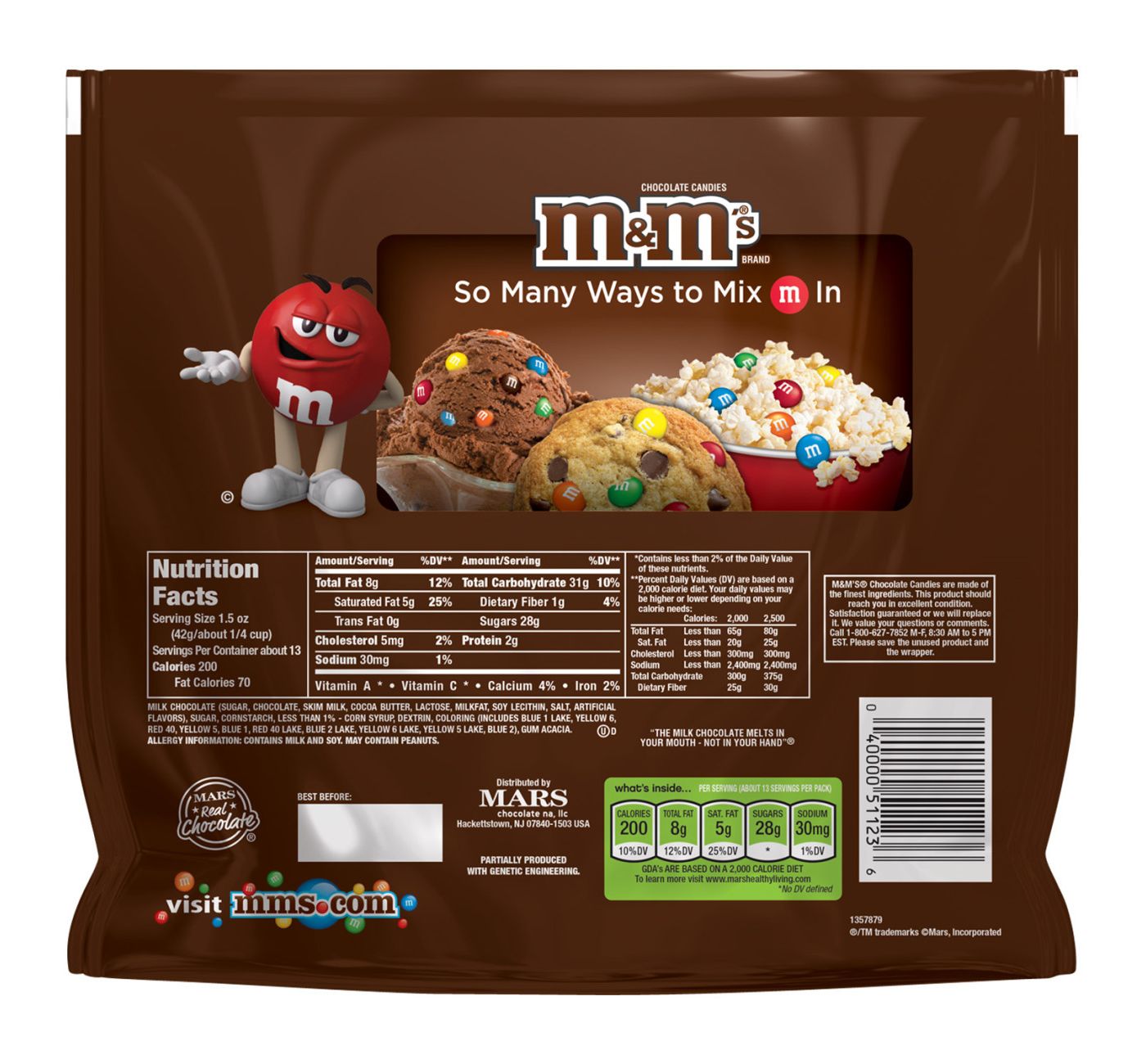 M&M's Milk Chocolate Candies, Family Size, 19.2oz
