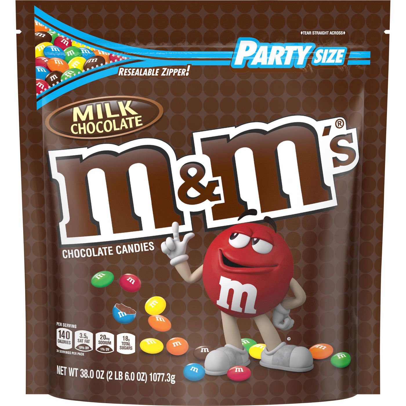 M&Ms Milk Chocolate Christmas Candy Bag, Peanut, 38 Oz
