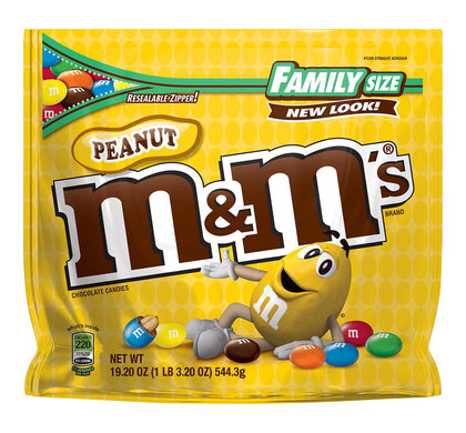 M&M's Peanut Chocolate Candies, Family Size, 19.2oz