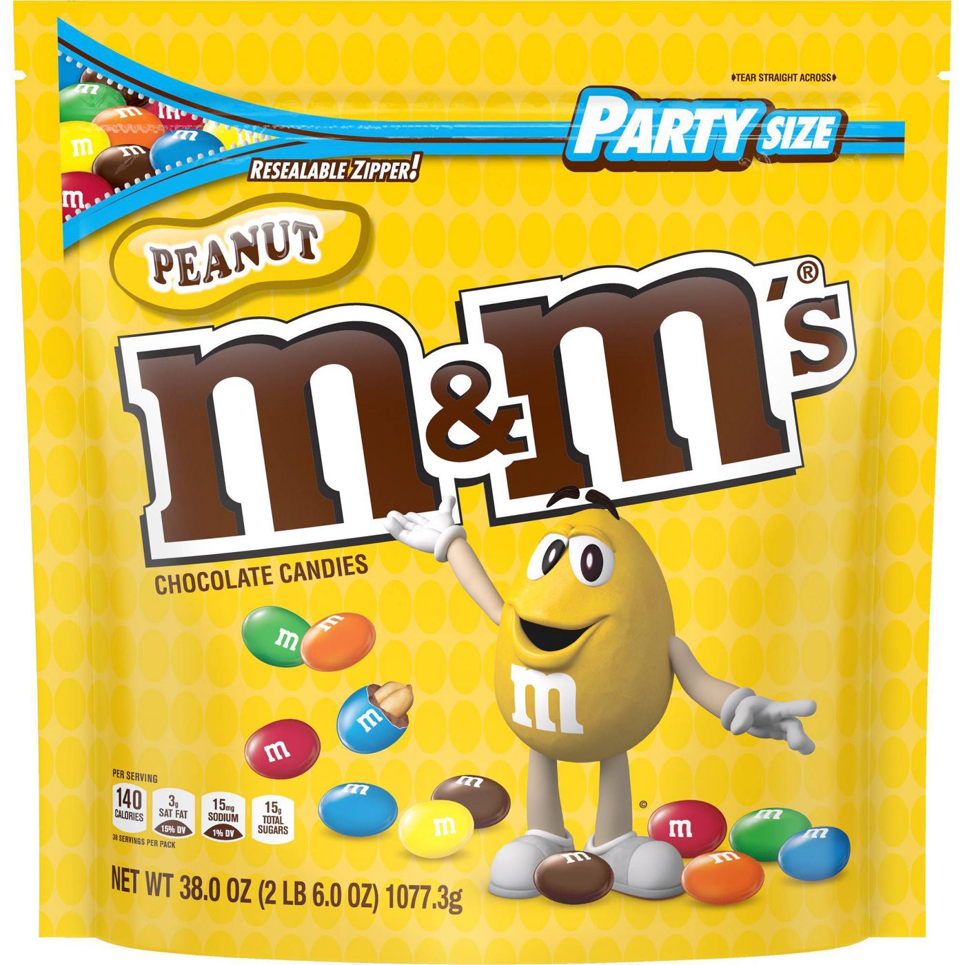 M&M'S, Caramel Chocolate Candy, Party Size Bag 38 Oz, Packaged Candy