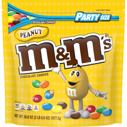 M&M's Peanut Chocolate Candies, Party Size, 38oz