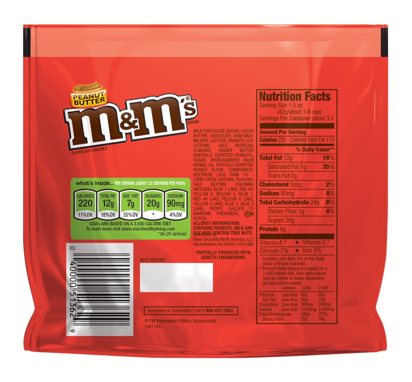 Calories in M&M's Peanut Butter M&M's and Nutrition Facts