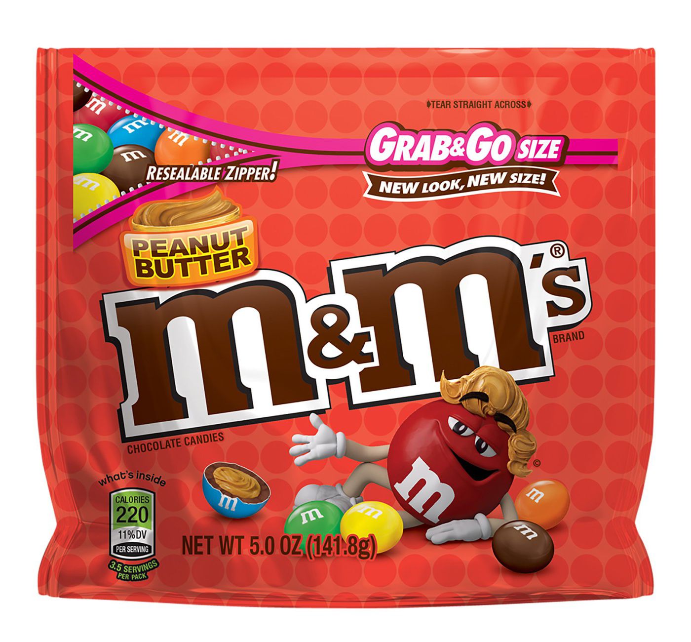 M&M’s Peanut Butter Chocolate Candy Made with Real Peanut Butter, Packed in A Resealable Bag, A Colorful Fun Way to Fill in Your Candy Bowls at Home