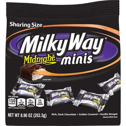 Milky Way Midnight Dark Chocolate Candy Bars, Minis Size, 8.9oz