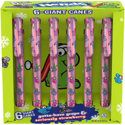 Nerds Giant Holiday Candy Canes, 15oz, 6ct