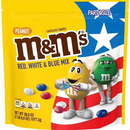 M&M's Peanut Butter Red, White & Blue Patriotic Chocolate Candy, 2.83 Oz.  Bag, Chocolate Candy