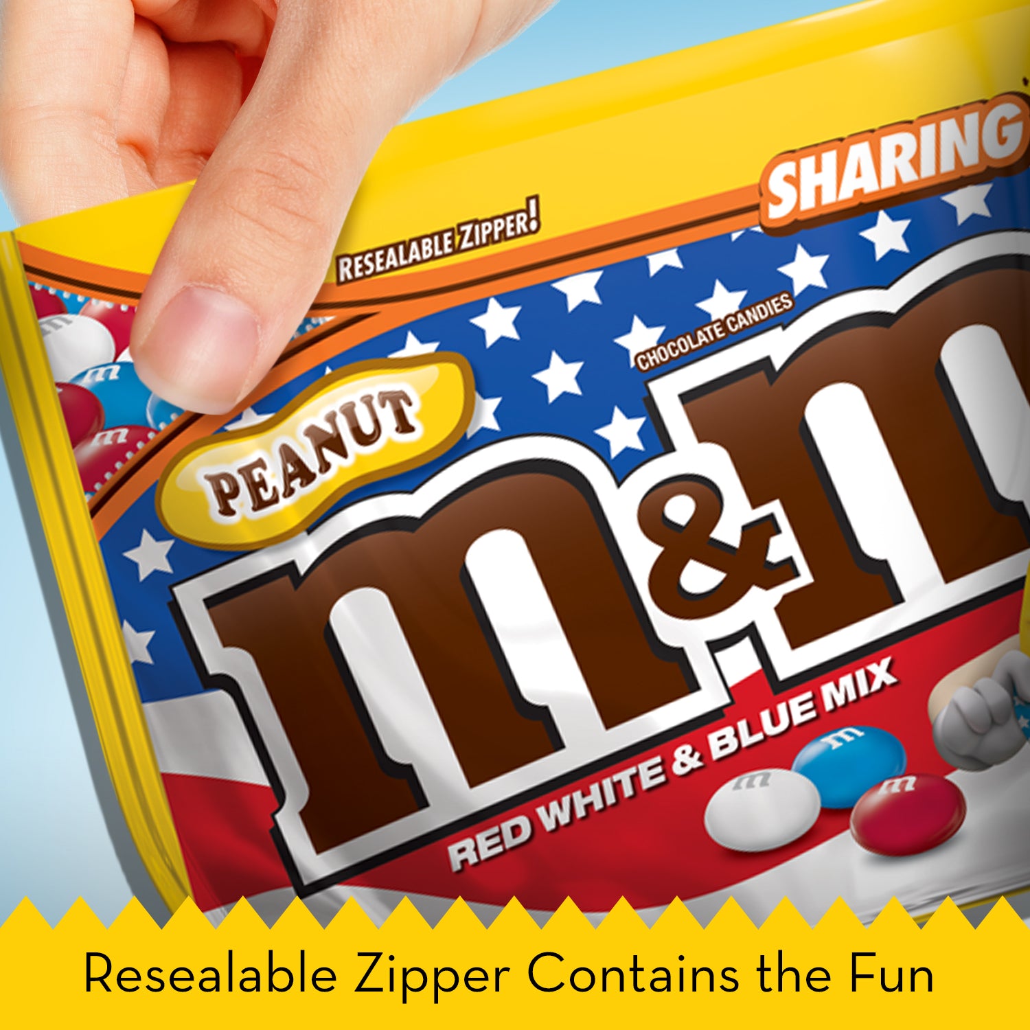 Save on M&M's Milk Chocolate Candies Red White & Blue Sharing Size