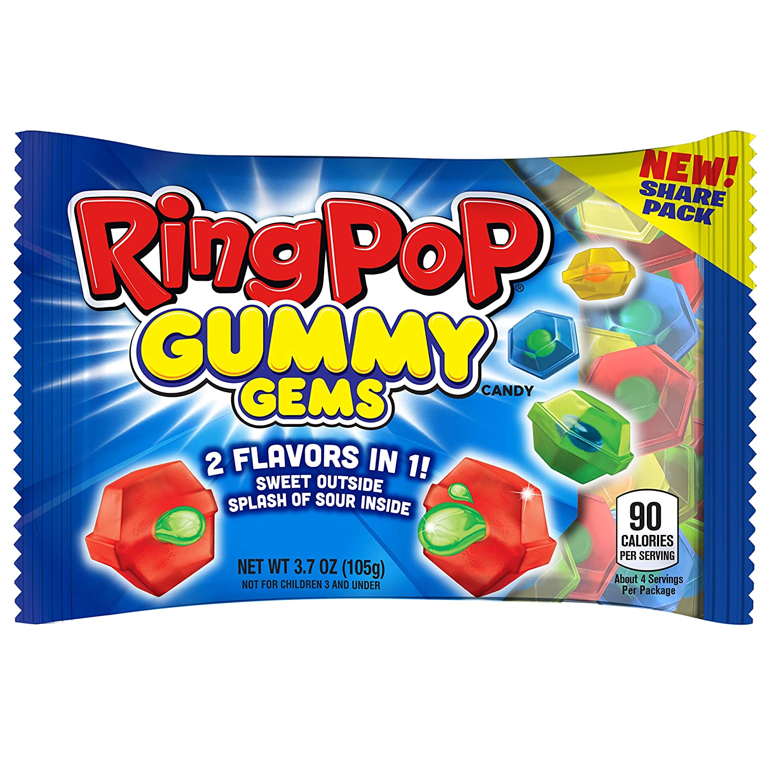 Ring Pop Gummy Gems 2-in-1 Flavors, 3.7oz