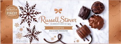 Russell Stover Milk & Dark Chocolate Assortment Holiday Box, 9.4oz