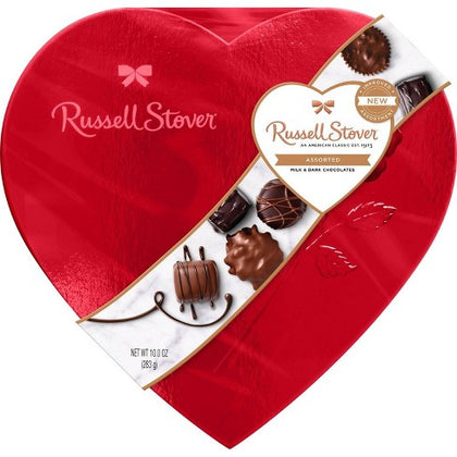 Russell Stover Valentine's Assorted Chocolates Red Foil Heart, 10oz