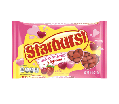 Starburst Valentine's Strawberry & Cherry Heart Shaped Jellybeans, 11 oz