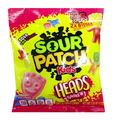 Sour Patch Kids Heads 2 Flavors in 1, 3.6oz