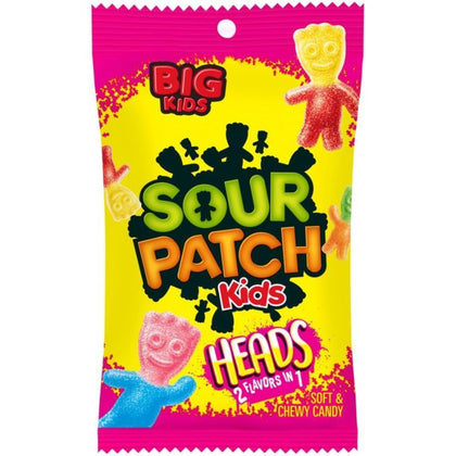 Sour Patch Kids Heads 2 Flavors in 1 Chewy Candy, 8oz