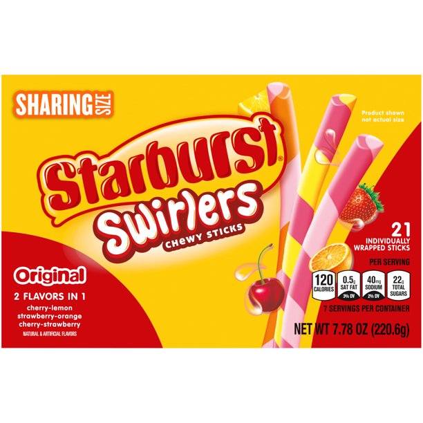Starburst Swirlers Chewy Candy Sticks, 7.78oz 21ct